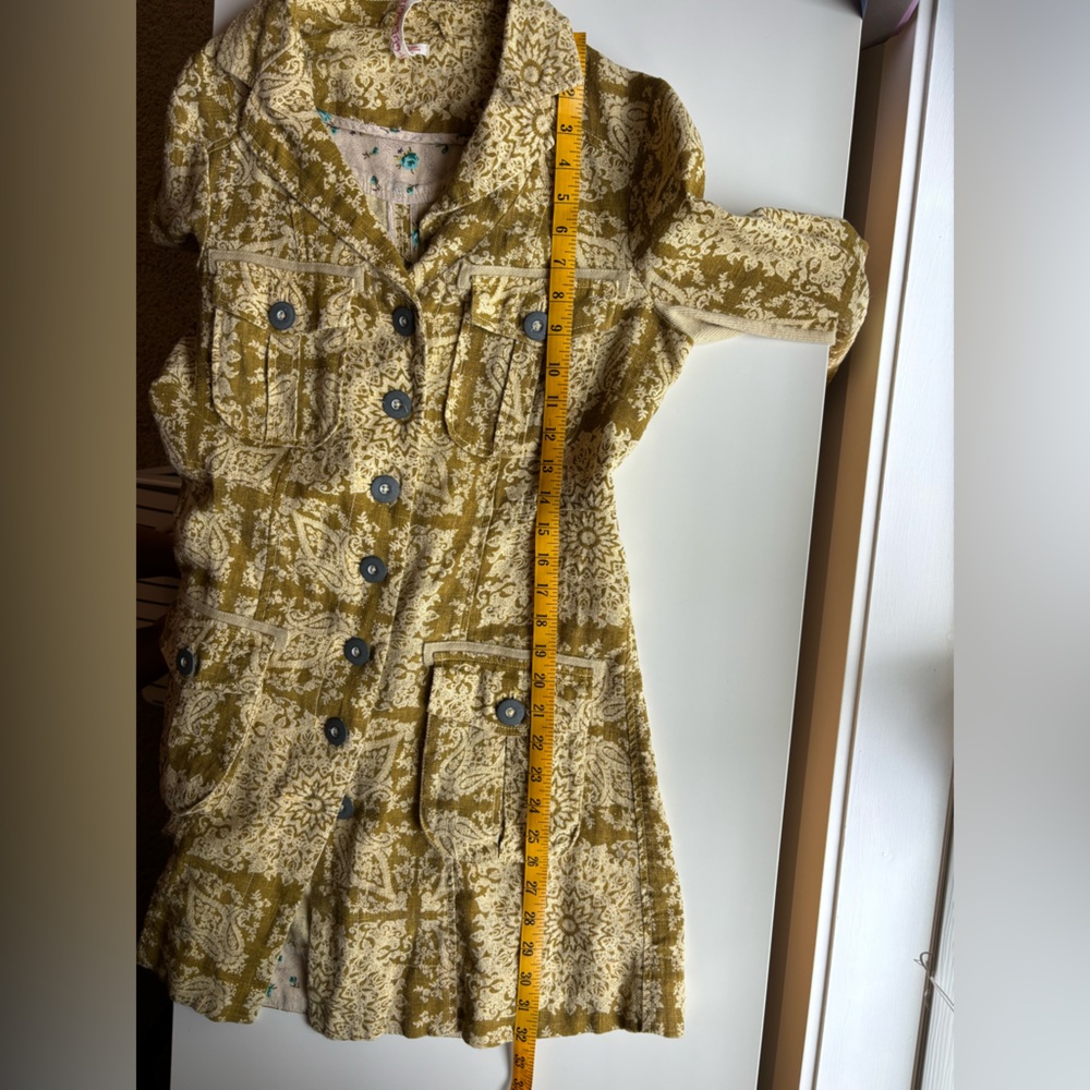 FREE PEOPLE Tan Floral Damask Trench Size XS - Picture 10 of 11